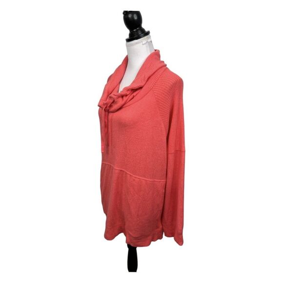 Favorite Lounge Top Plus Sz XXL Orange Drawstring Cowl Neck Knit Shirt Soft Cozy - Picture 4 of 11